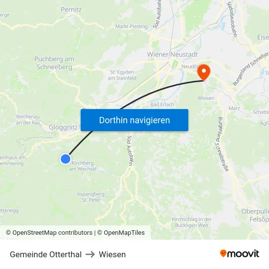 Gemeinde Otterthal to Wiesen map