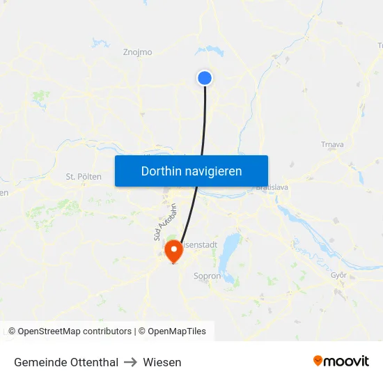 Gemeinde Ottenthal to Wiesen map