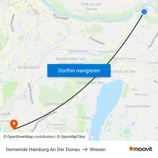 Gemeinde Hainburg An Der Donau to Wiesen map