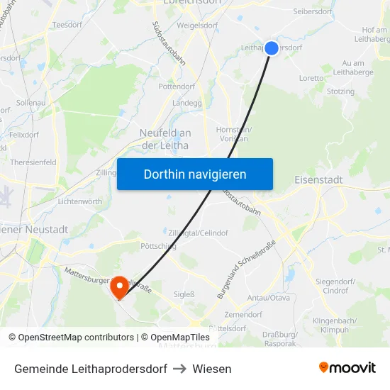 Gemeinde Leithaprodersdorf to Wiesen map