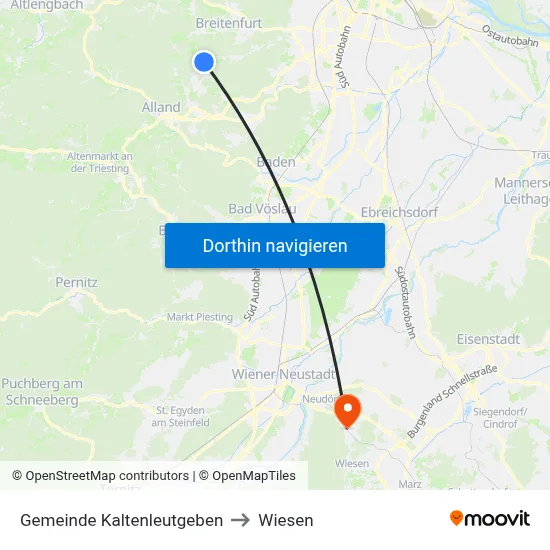Gemeinde Kaltenleutgeben to Wiesen map