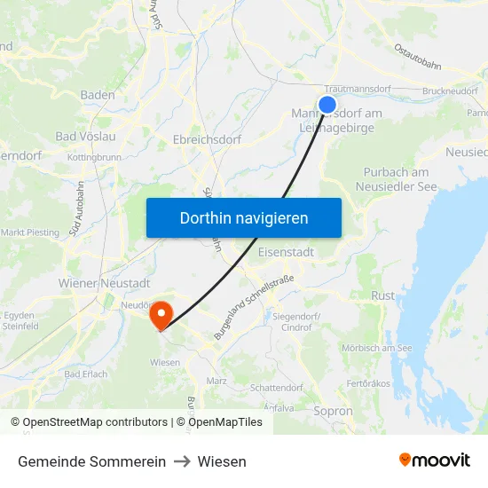 Gemeinde Sommerein to Wiesen map