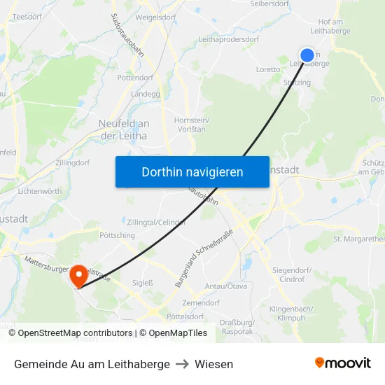 Gemeinde Au am Leithaberge to Wiesen map