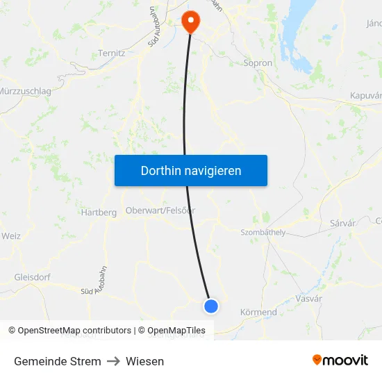 Gemeinde Strem to Wiesen map