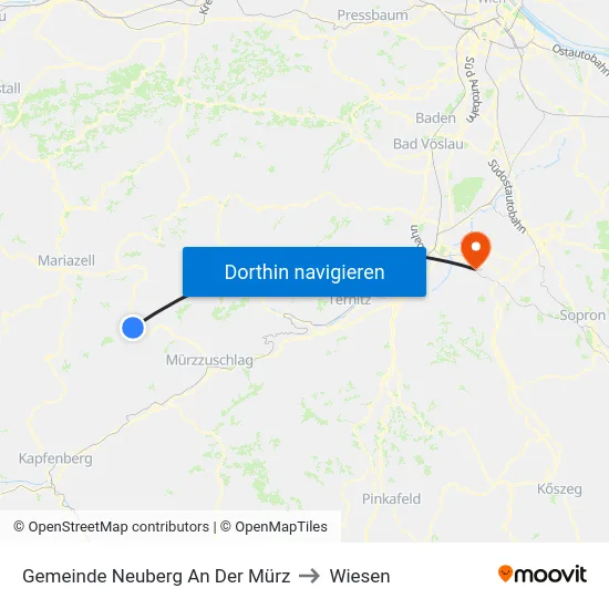 Gemeinde Neuberg An Der Mürz to Wiesen map