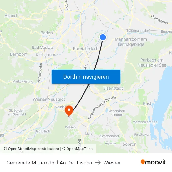 Gemeinde Mitterndorf An Der Fischa to Wiesen map