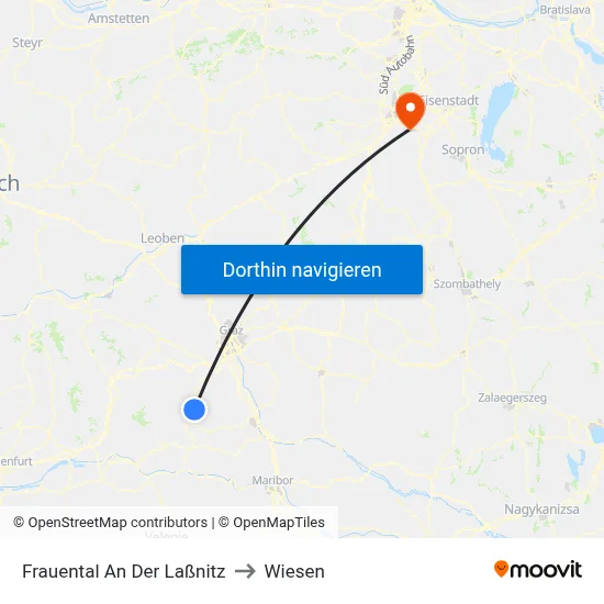 Frauental An Der Laßnitz to Wiesen map