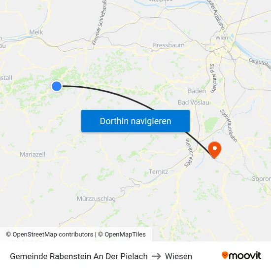 Gemeinde Rabenstein An Der Pielach to Wiesen map