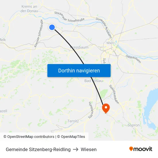 Gemeinde Sitzenberg-Reidling to Wiesen map