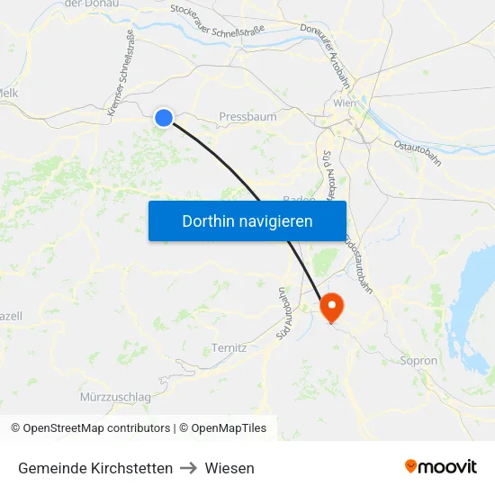 Gemeinde Kirchstetten to Wiesen map
