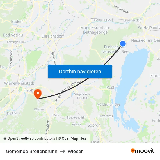 Gemeinde Breitenbrunn to Wiesen map