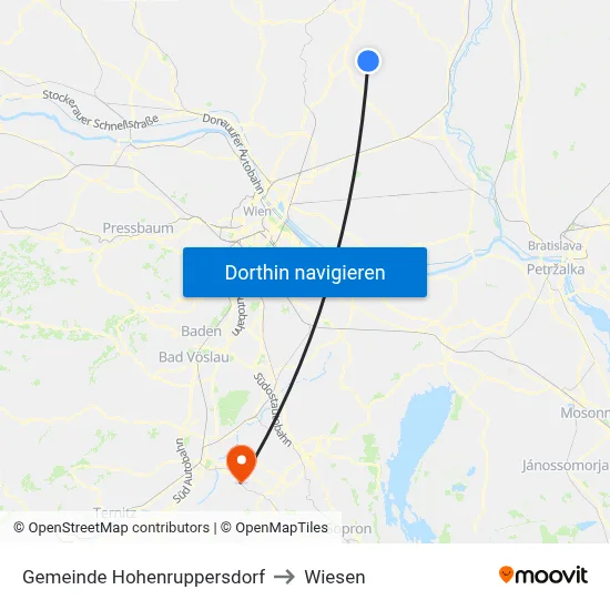 Gemeinde Hohenruppersdorf to Wiesen map