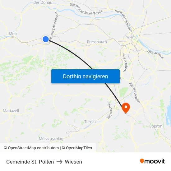 Gemeinde St. Pölten to Wiesen map
