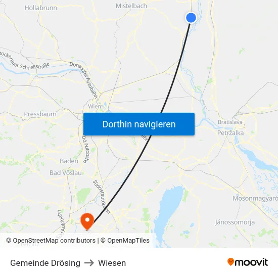 Gemeinde Drösing to Wiesen map