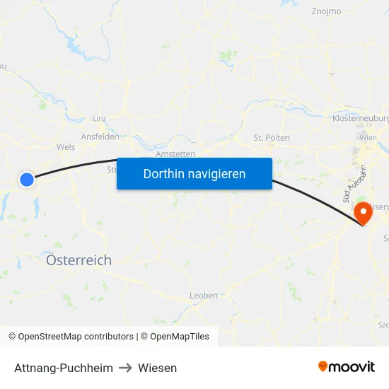 Attnang-Puchheim to Wiesen map