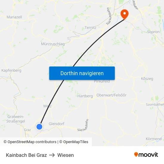 Kainbach Bei Graz to Wiesen map