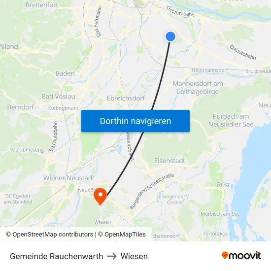 Gemeinde Rauchenwarth to Wiesen map