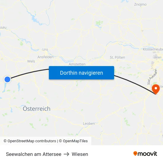 Seewalchen am Attersee to Wiesen map