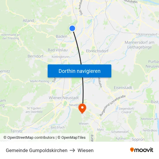 Gemeinde Gumpoldskirchen to Wiesen map