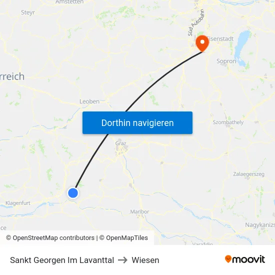Sankt Georgen Im Lavanttal to Wiesen map