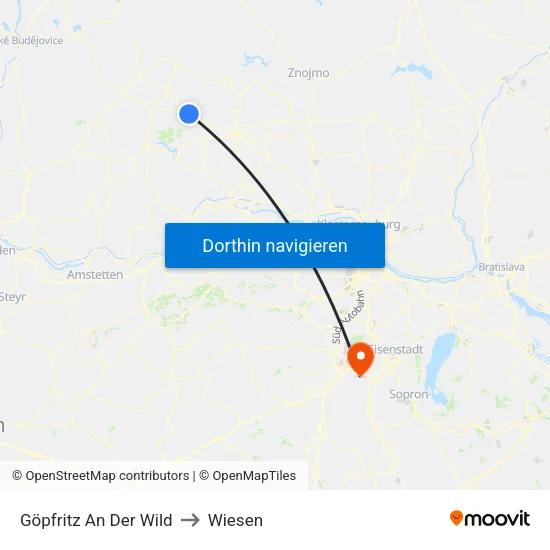 Göpfritz An Der Wild to Wiesen map