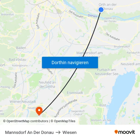 Mannsdorf An Der Donau to Wiesen map