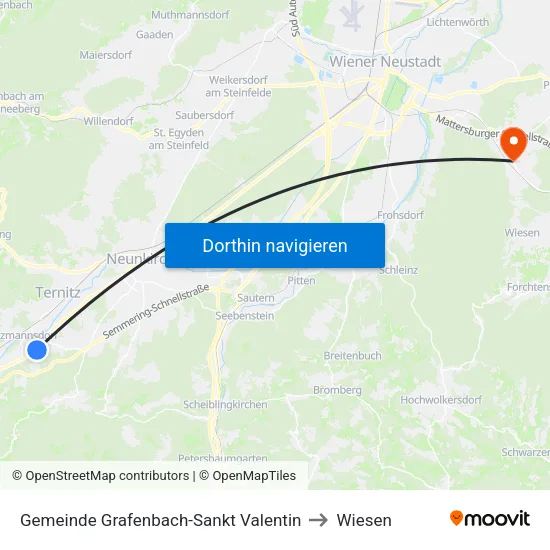 Gemeinde Grafenbach-Sankt Valentin to Wiesen map