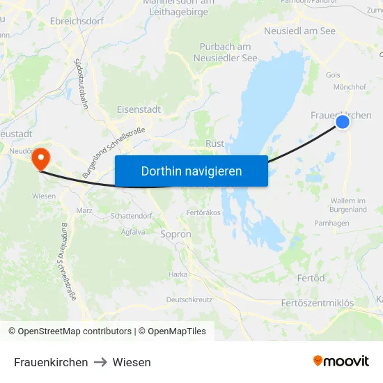 Frauenkirchen to Wiesen map