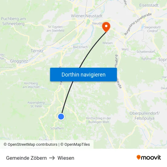 Gemeinde Zöbern to Wiesen map