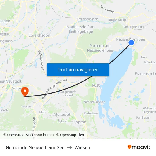 Gemeinde Neusiedl am See to Wiesen map
