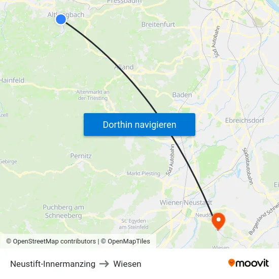 Neustift-Innermanzing to Wiesen map