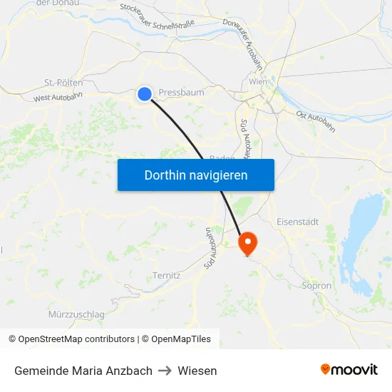 Gemeinde Maria Anzbach to Wiesen map