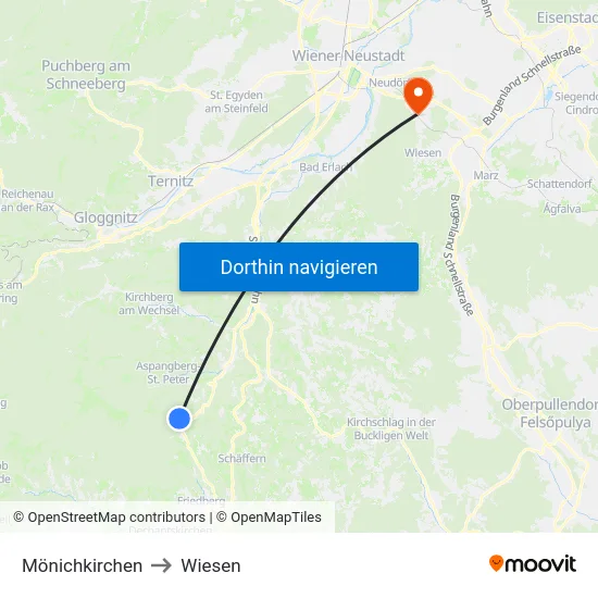 Mönichkirchen to Wiesen map