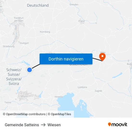 Gemeinde Satteins to Wiesen map