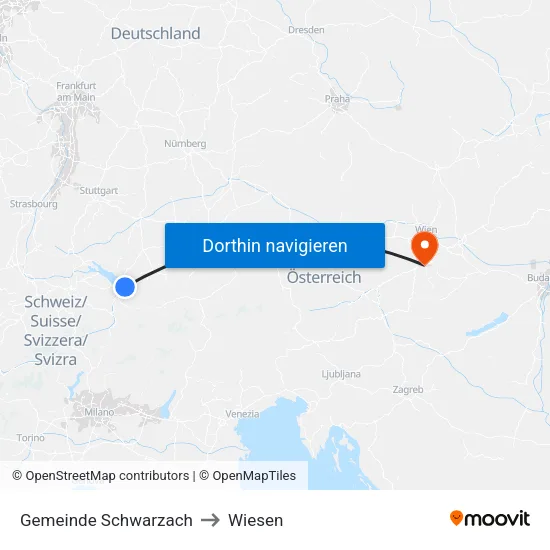 Gemeinde Schwarzach to Wiesen map