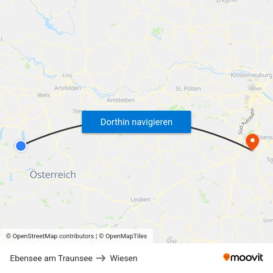 Ebensee am Traunsee to Wiesen map