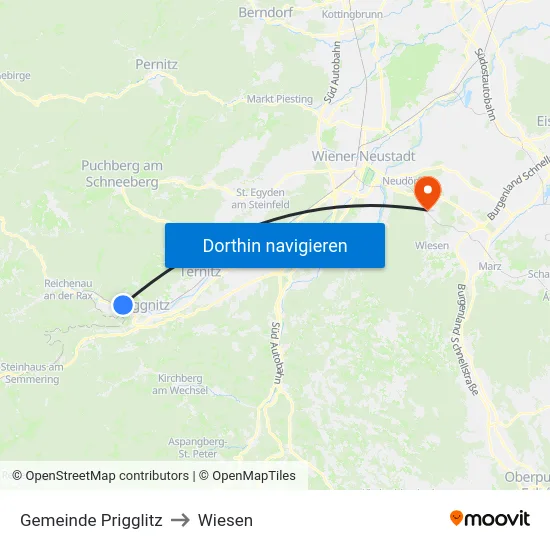 Gemeinde Prigglitz to Wiesen map