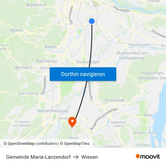 Gemeinde Maria-Lanzendorf to Wiesen map
