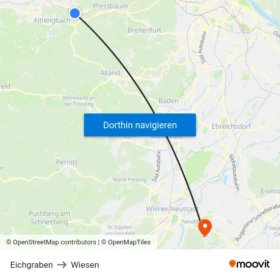 Eichgraben to Wiesen map