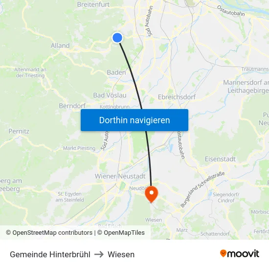 Gemeinde Hinterbrühl to Wiesen map
