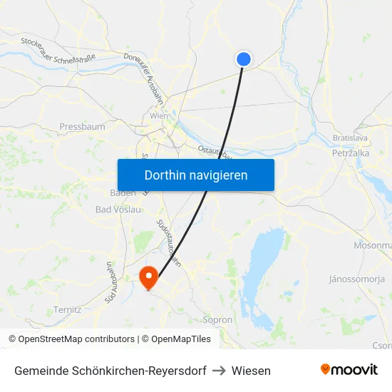 Gemeinde Schönkirchen-Reyersdorf to Wiesen map