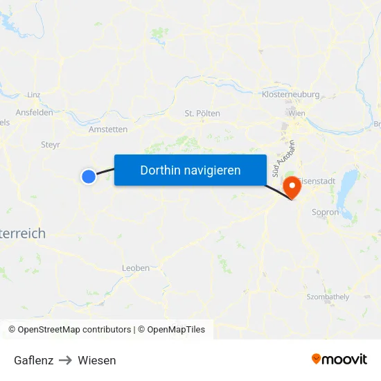 Gaflenz to Wiesen map