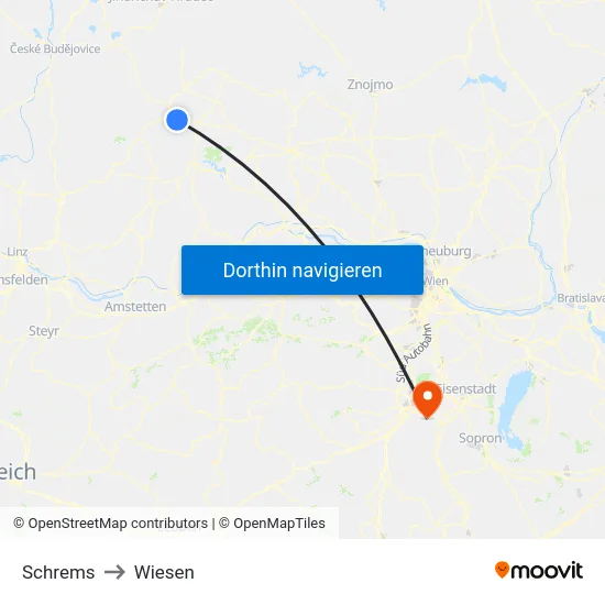 Schrems to Wiesen map