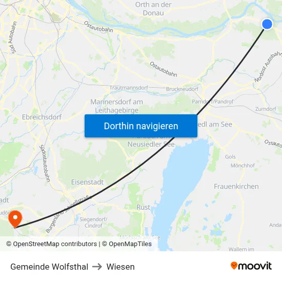 Gemeinde Wolfsthal to Wiesen map