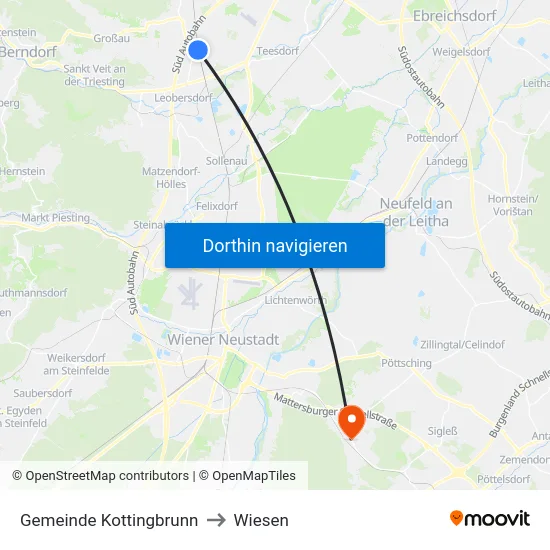 Gemeinde Kottingbrunn to Wiesen map