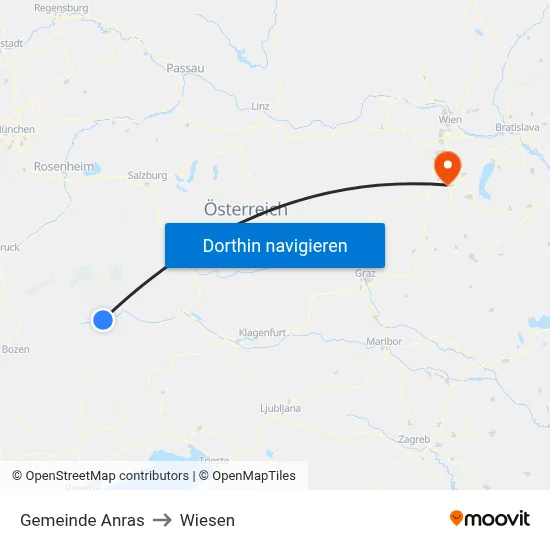 Gemeinde Anras to Wiesen map