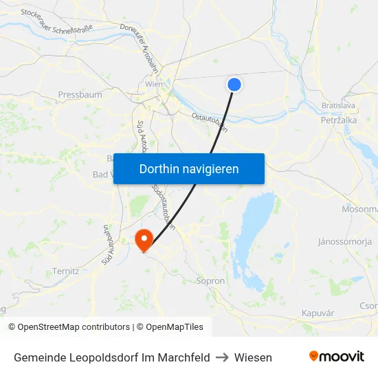 Gemeinde Leopoldsdorf Im Marchfeld to Wiesen map