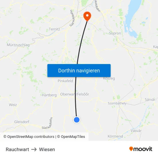 Rauchwart to Wiesen map