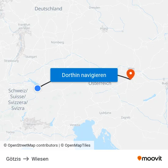 Götzis to Wiesen map