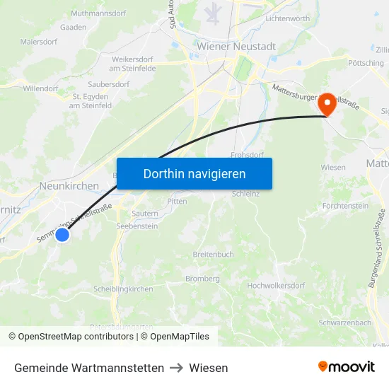 Gemeinde Wartmannstetten to Wiesen map